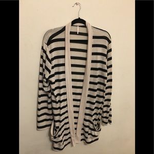 Black/Cream-Striped Cardigan (Size 3X)